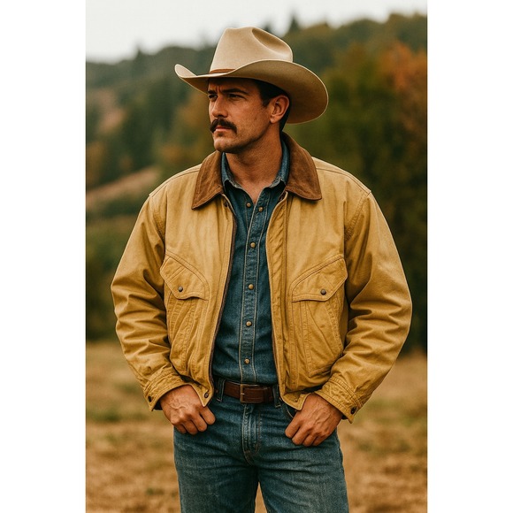 Vintage Wilsons Tall adventure western flight tan distressed leather jacket sz M - Picture 1 of 9